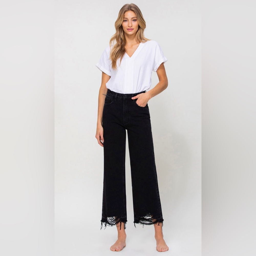 NWT Vervet Olivia High Rise Wide Leg Black Jeans Size 28